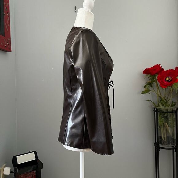 NEW To The Max Whipstitch 90s Faux Leather Longline Hourglass Boho Jacket S NWOT - Picture 8 of 16